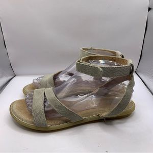 Born Gray Leather Textured Leather Strappy Ankle Strap Sandals 8M